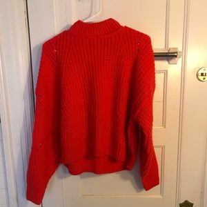 Knit sweater stand up collar
